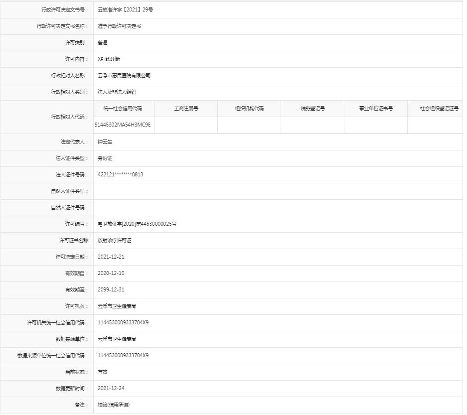 《X射线诊断》校验许可【云浮市惠民医院有限公司】.jpg